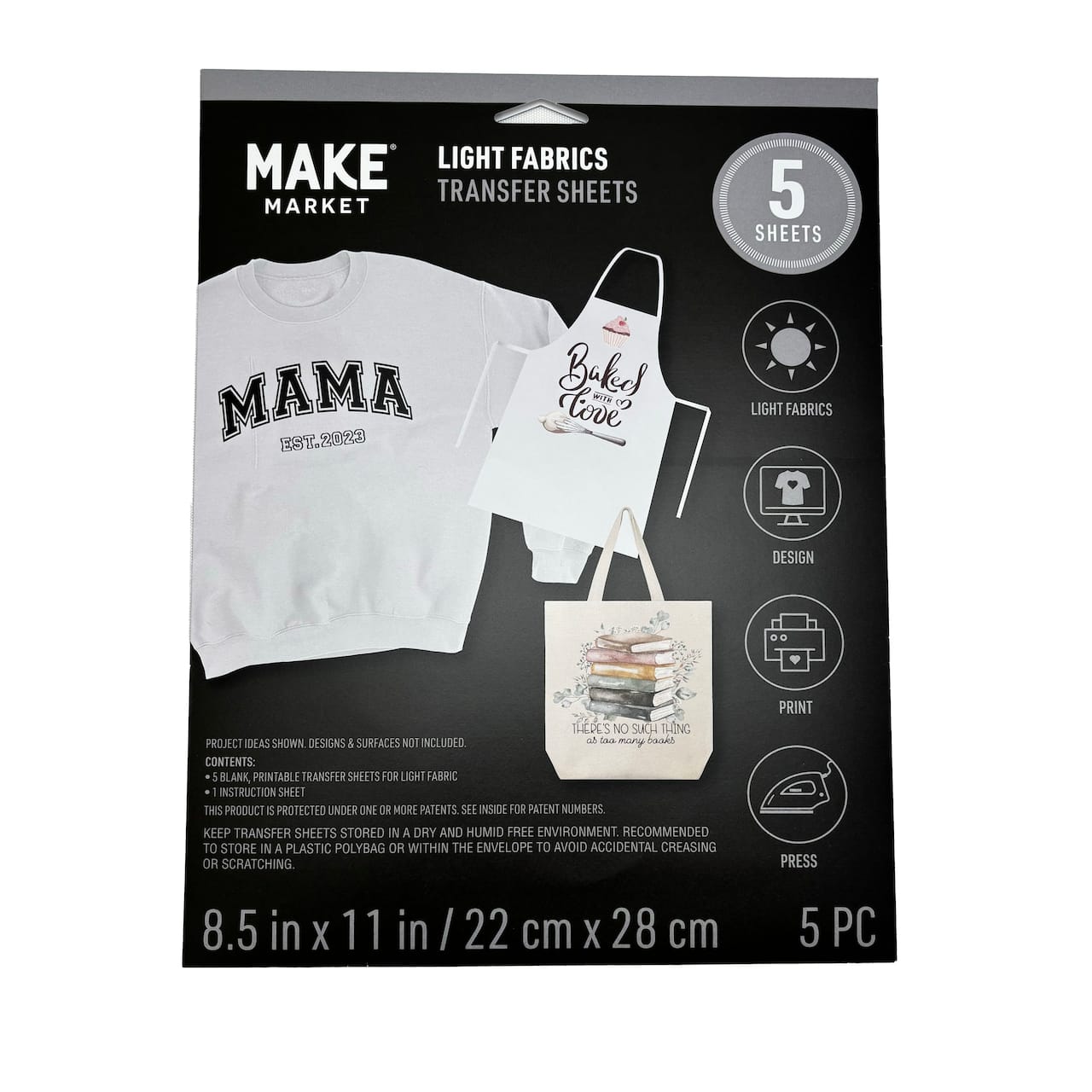 6 Packs: 5 ct. (30 total) 8.5" x 11" Light Fabric Transfer Sheets by Make Market®